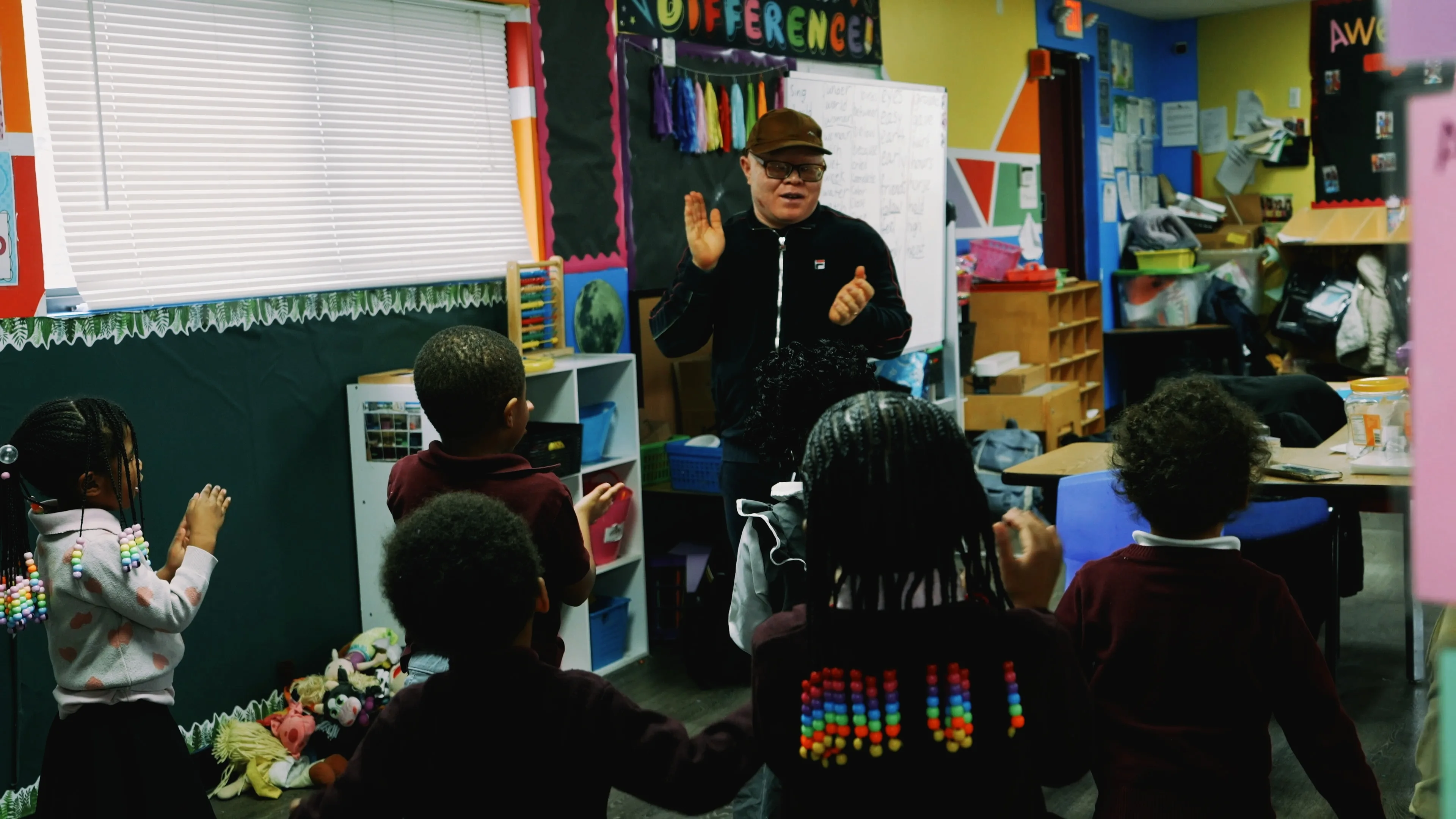 Teacher and students during a classroom discussion